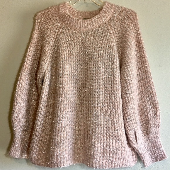 NWT Pink Metallic Balloon Sweater Oversized Knit - Picture 2 of 7
